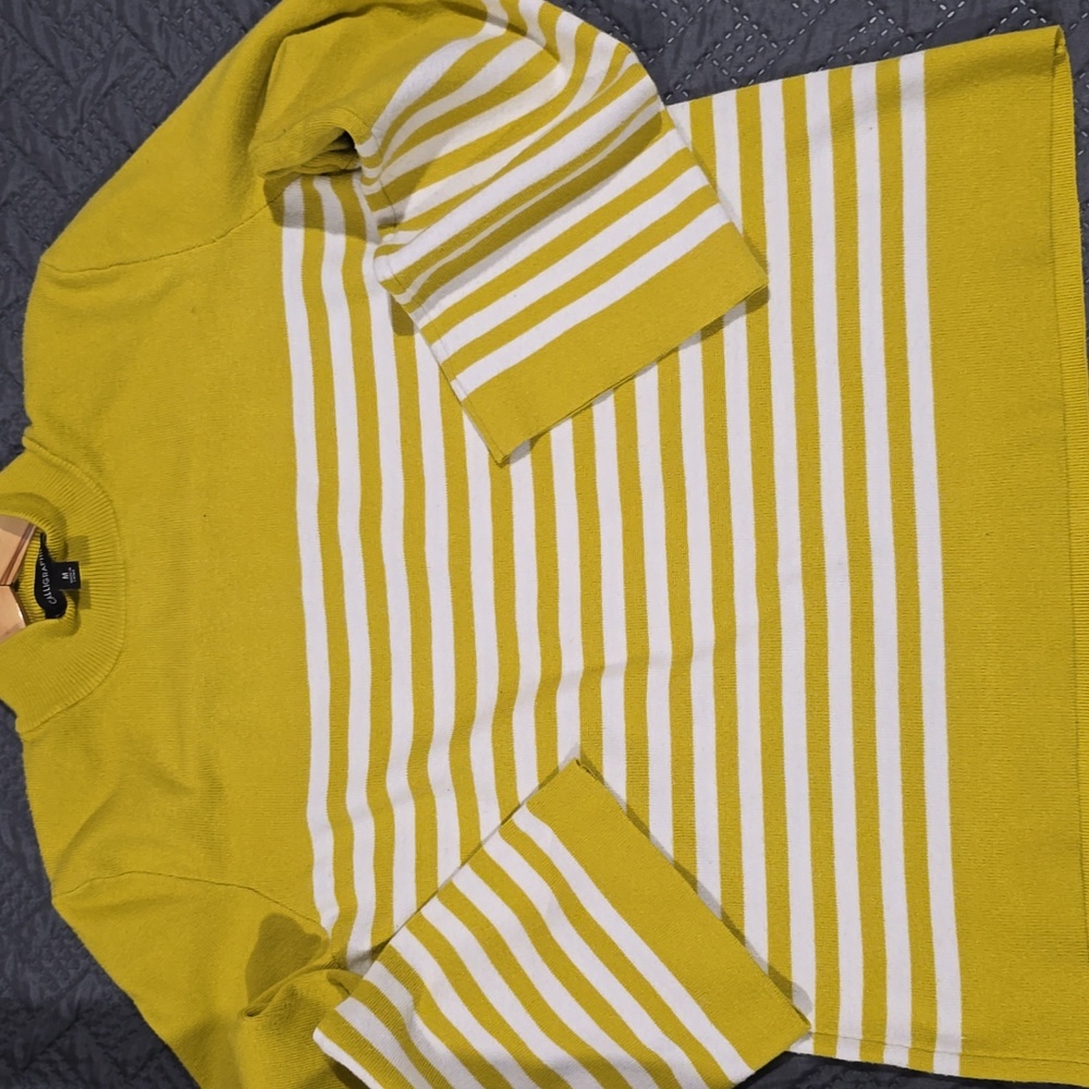 Calligraphie Mustard and White Striped Pullover
